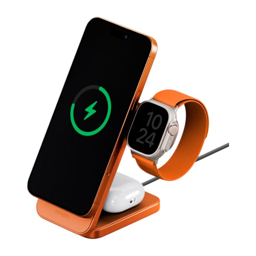 Складная зарядная станция MagSafe Energea MagTrio 2 для iPhone, Apple Watch и AirPods (Qi2.2)